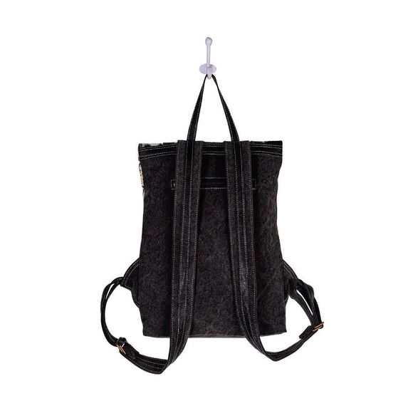Myra Bag Handmade Le Medallion Backpack Upcycled Canvas & Cowhide Leather main image 13